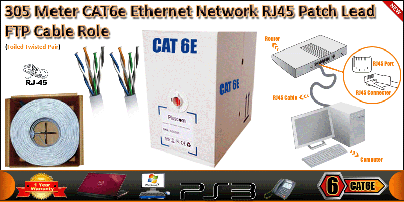 305 Meter 4 Pair FTP RJ45 CAT6 Patch Network LAN E