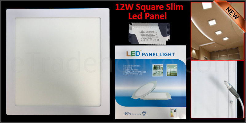 12W Slim Square LED Panel Ceiling Cool White Light Office Lighting 170*170mm