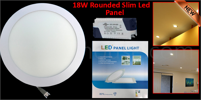 18W Rounded Slim LED Panel Ceiling Cool White Light Office Lighting 225*225mm