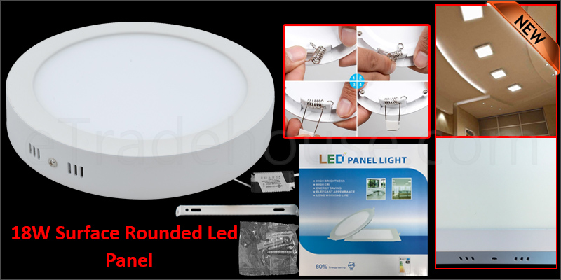18W Surface Rounded LED Panel Ceiling Cool White Light Office Lighting 225*225mm