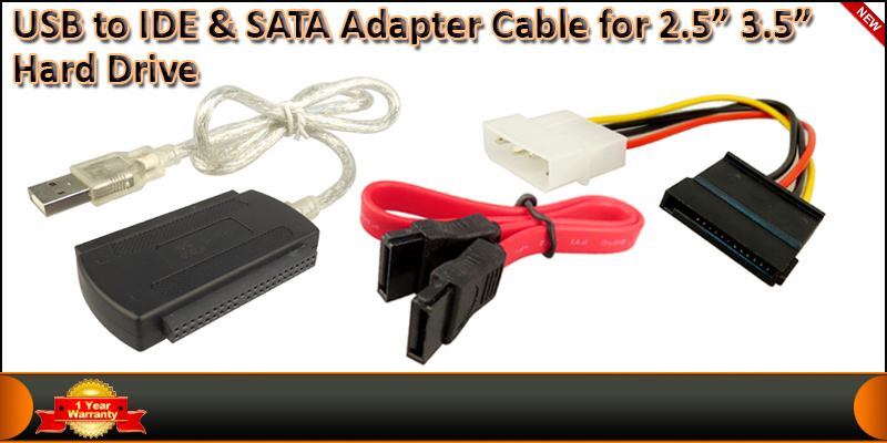 USB to IDE & SATA Adaptor Cable for 2.5 3.5 Hard D