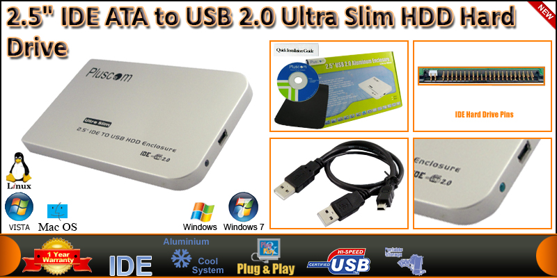 2.5" IDE ATA HARD DRIVE HDD TO USB EXTERNAL SLIM C