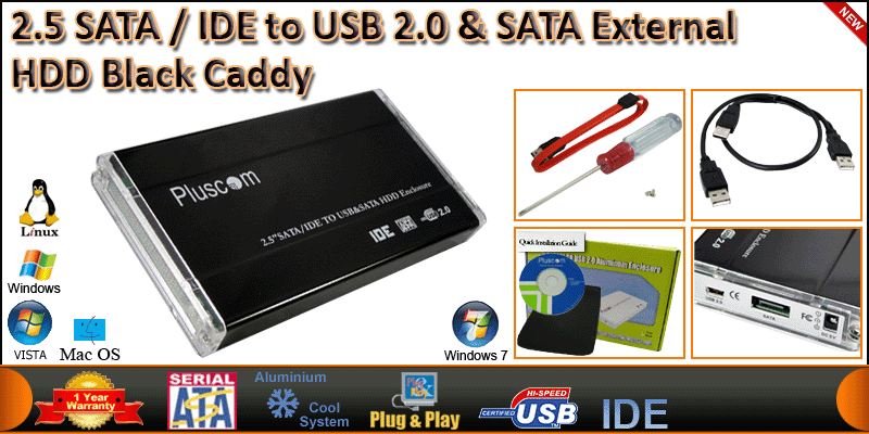 2.5 SATA / IDE to USB 2.0 & SATA External Aluminum