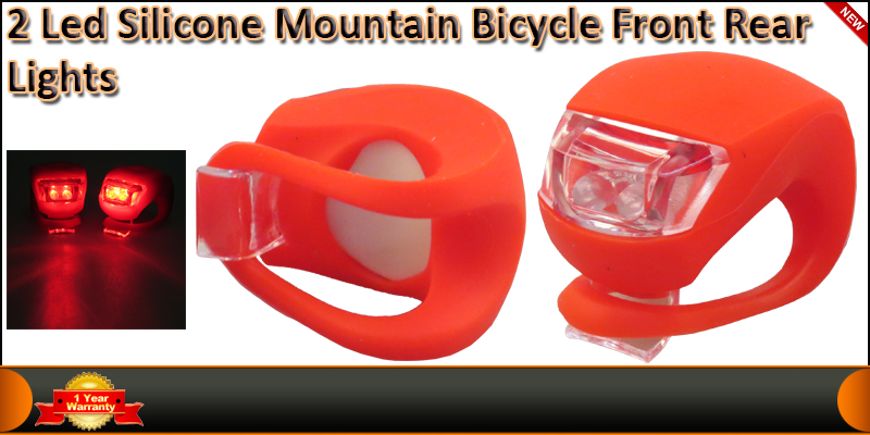 Pair Of 2 Led Silicone Mountain Bicycle Rear Light