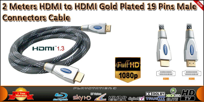 2 Meters HDMI to HDMI Gold Plated 19 Pins Male con