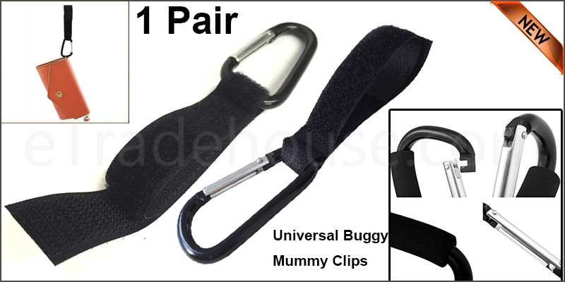 2x Universal Buggy Mummy Clips Pram Pushchair Shopping Bag Hook Carabiner Clip 