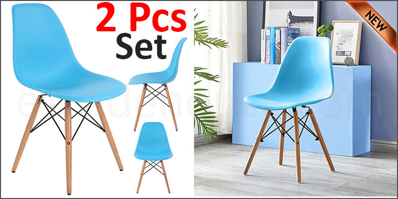 Plastic Designer Style Dining Chairs Eiffel Retro Lounge Office Chair 2 IN ONE PACKAGE COLOUR BLUE