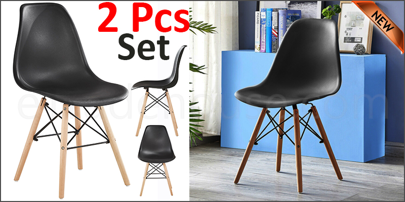 Plastic Designer Style Dining Chairs Eiffel Retro Lounge Office Chair 2 IN ONE PACKAGE COLOUR BLACK