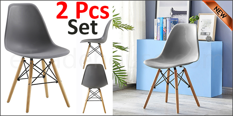 Plastic Designer Style Dining Chairs Eiffel Retro Lounge Office Chair 2 IN ONE PACKAGE COLOUR GREY
