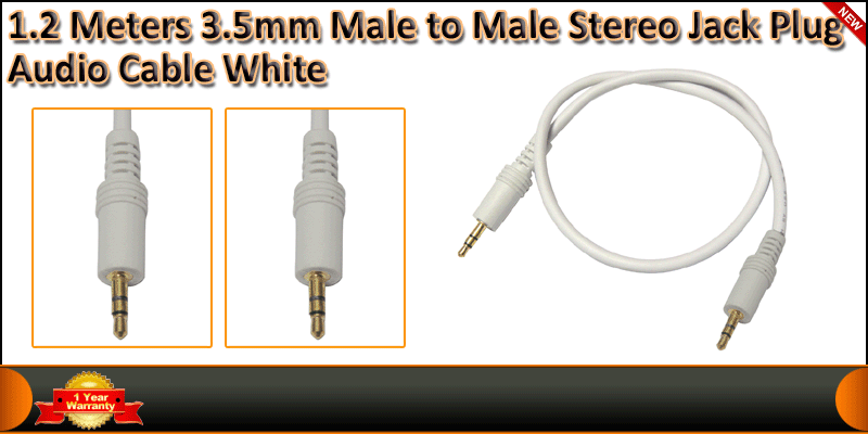 1.2M Gold plated 3.5mm Male to Male Stereo Jack cable