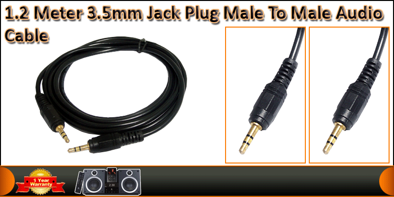 1.2M Gold plated 3.5mm Male to Male Stereo Jack cable