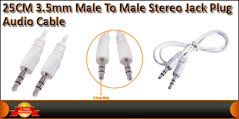 0.25M 3.5mm Male to Male Stereo Jack Plug Audio Cable