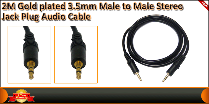 High Quality 2 Meter 3.5mm Male to Male Audio Sterero cable