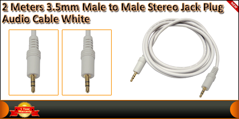 2M Gold plated 3.5mm Male to Male Stereo Jack Plug cable