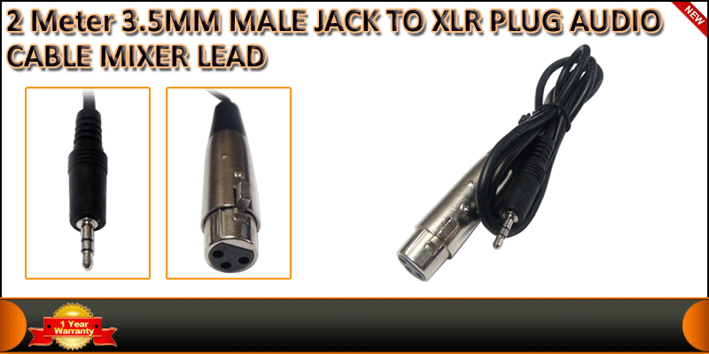 2 Meter 3.5MM Male Jack To XLR Plug Audio Cable Mi