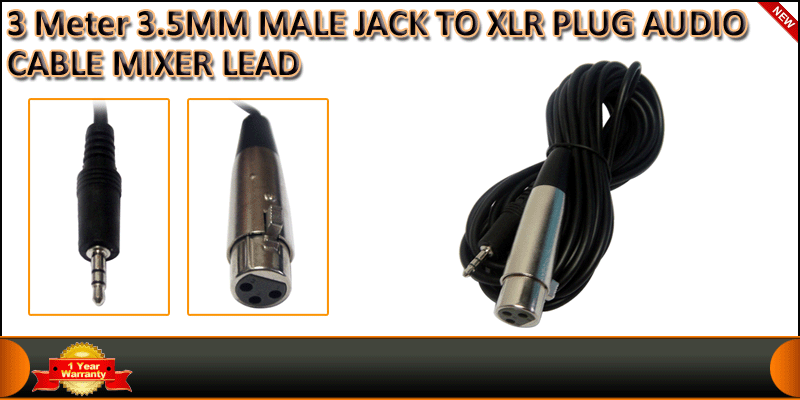 3 Meter 3.5MM Male Jack To XLR Plug Audio Cable Mi