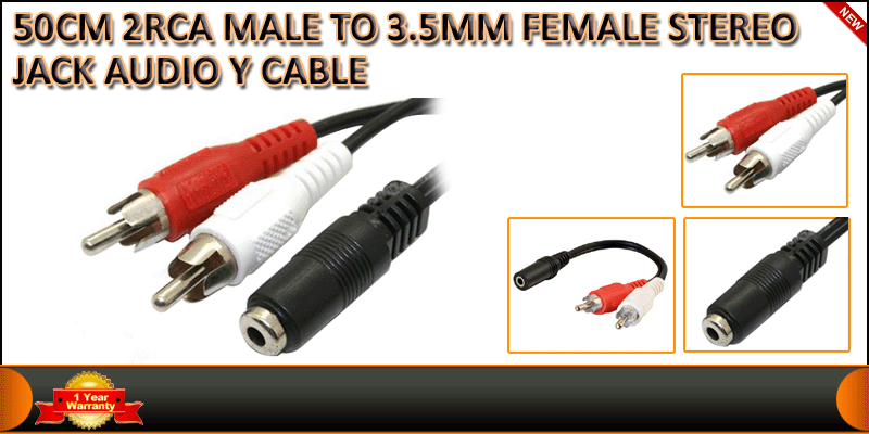 0.50 Meter 2RCA Male to 3.5mm Female Stereo Jack A