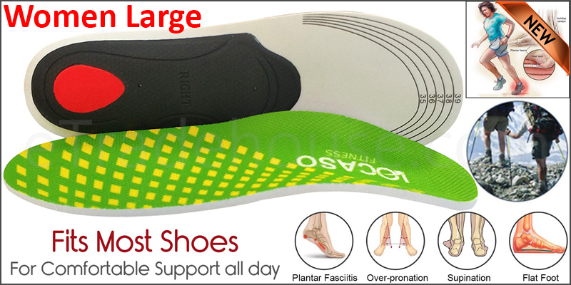 Orthotic pro Insoles Arch Support Heel Cushion Plantar Fasciitis Orthopedic 3D  Women Large Green