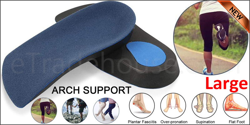 3/4 Orthotic Arch Support Insoles For Plantar Fasciitis Fallen Arches Flat Feet Large 