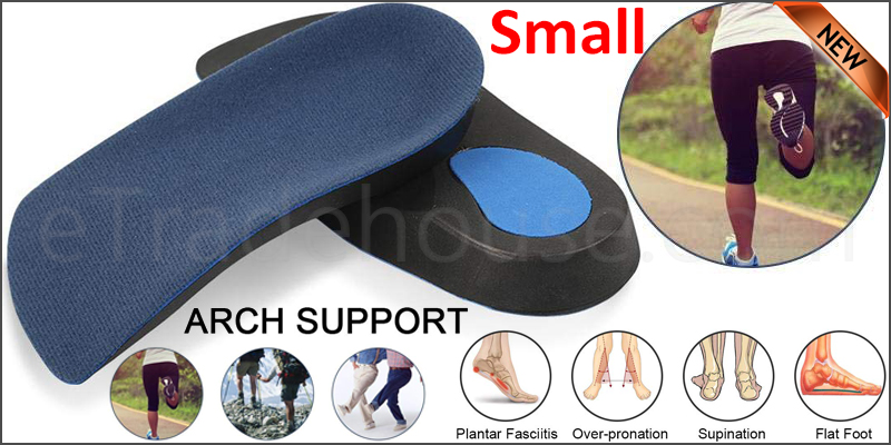 3/4 Orthotic Arch Support Insoles For Plantar Fasciitis Fallen Arches Flat Feet Small 