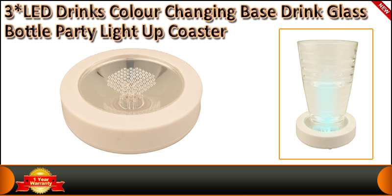 3 LED Color Changing Light Up Drinks Coaster