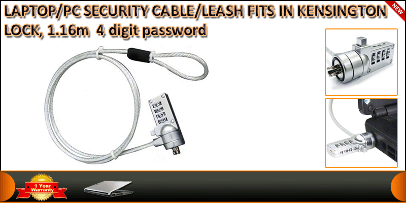 Laptop Security Cable  Lock 4 Digit Password