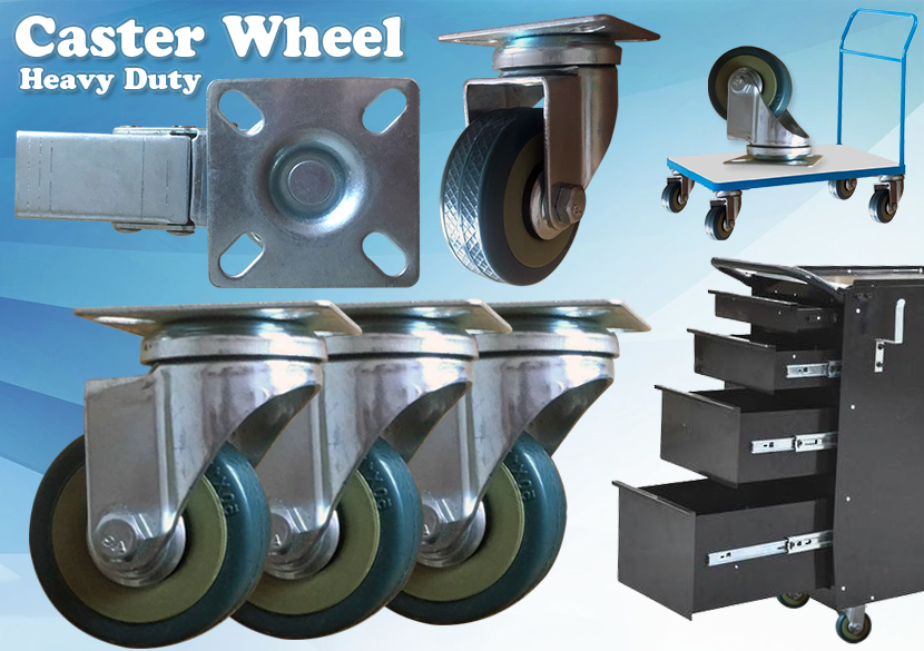 4 x Heavy Duty 50mm Rubber Swivel Castor Wheels Trolley Furniture Caster Brake