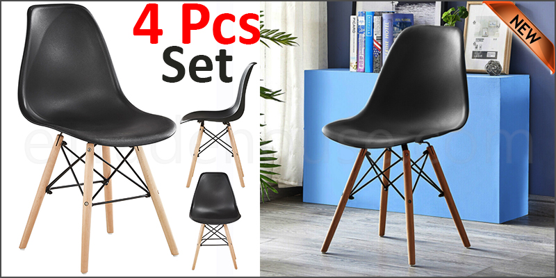 Plastic Designer Style Dining Chairs Eiffel Retro Lounge Office Chair 4 IN ONE PACKAGE COLOUR BLACK