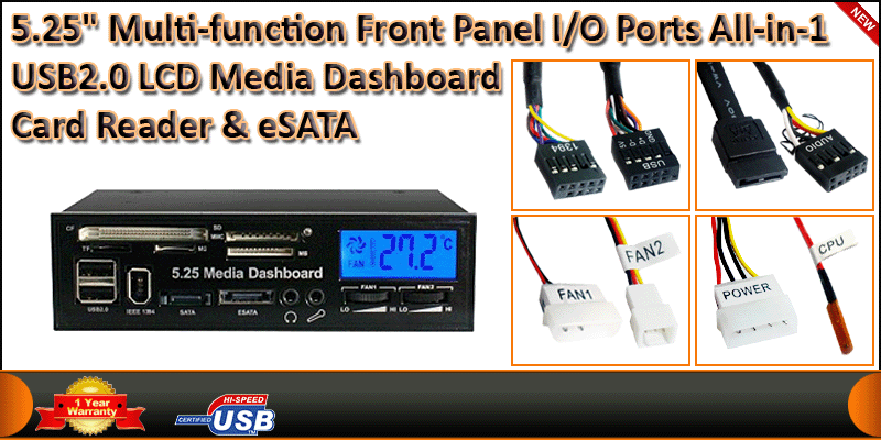 5.25" Multi-function Front Panel I/O Ports All-in-