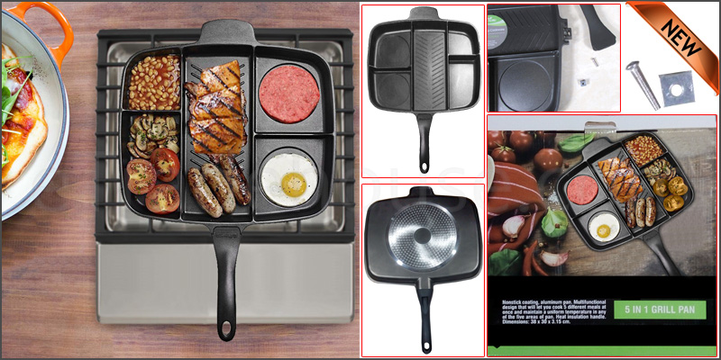 Non-Stick Multi-Section 5-in-1 Frying Grill Induct