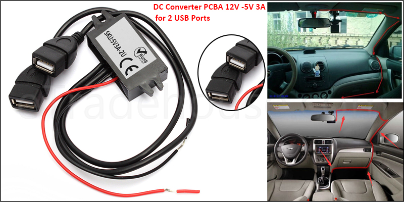 12V/24V to 5V Dual USB Ports Car Charger Module