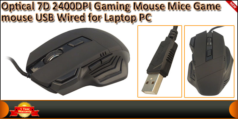 Optical 7D 2400DPI 4 Level Resolution Gaming Mouse