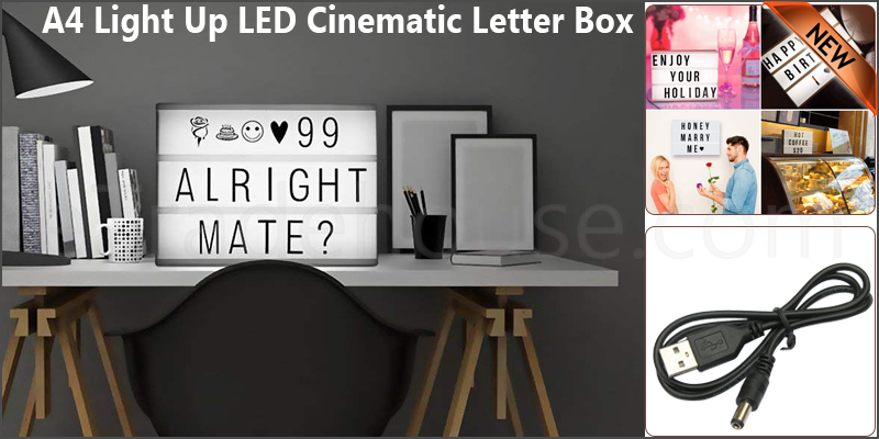 A4 Light Up LED Cinematic Letter Box Xmas Sign Wedding Party Cinema Plaque Shop