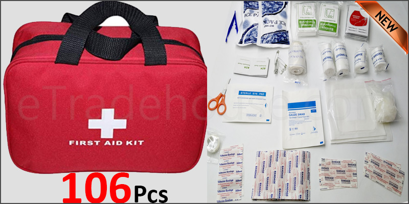 106 PIECE FIRST AID KIT MEDICAL EMERGENCY TRAVEL HOME CAR TAXI WORK 1ST AID BAG