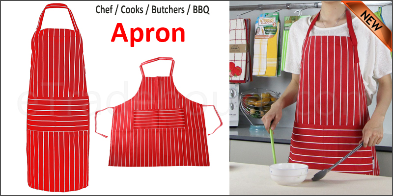 Chefs Apron Professional Quality Butchers Kitchen Cooks Restaurant Bistro BBQ School College Double Pockets