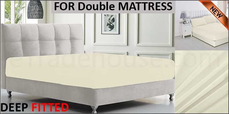 DEEP FITTED SHEET WITH ELASTIC BED SHEETS FOR MATTRESS  DOUBLE