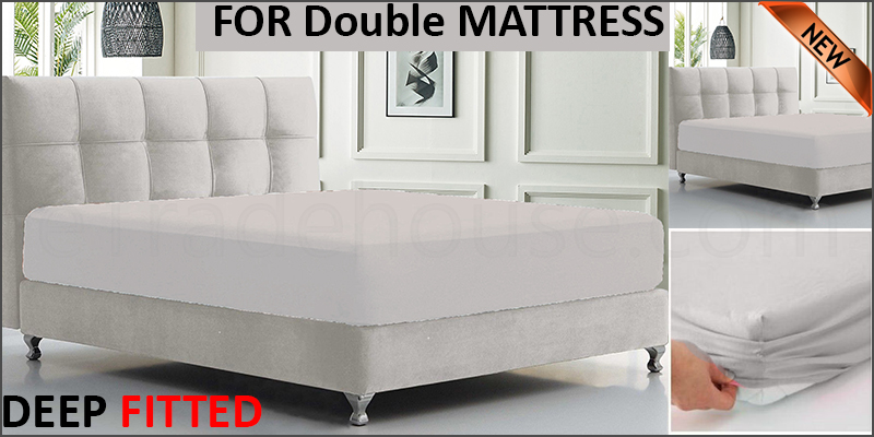 DEEP FITTED SHEET WITH ELASTIC BED SHEETS FOR MATTRESS  DOUBLE