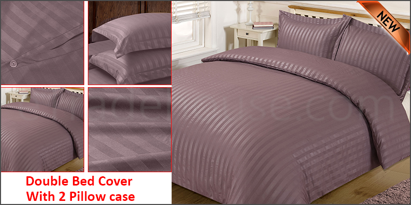 Satin Stripe Quilt Cover With Piillowcase Set Double