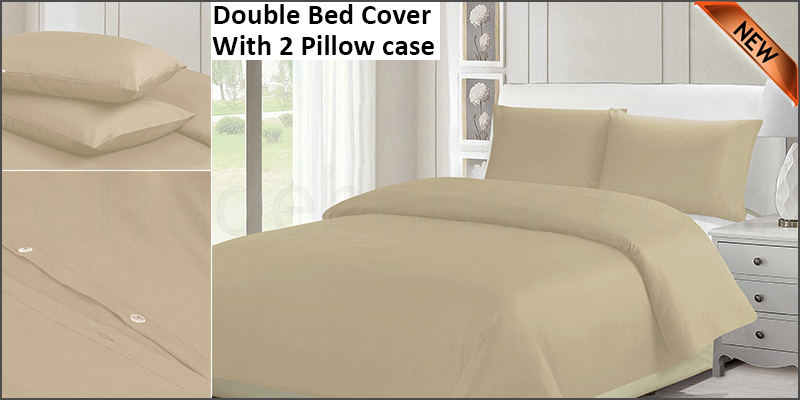 Plain Duvet Cover with Pillow Cases Non Iron Quilt Cover Double Bedding Bedroom Set