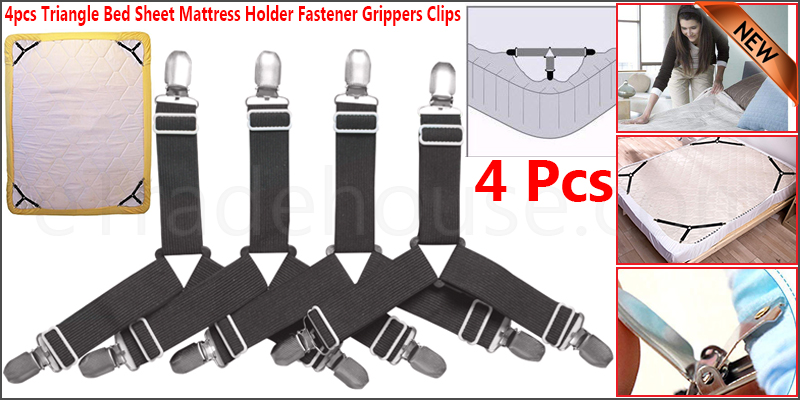 4pcs Triangle Bed Sheet Mattress Holder Fastener Grippers Clips Suspender Straps