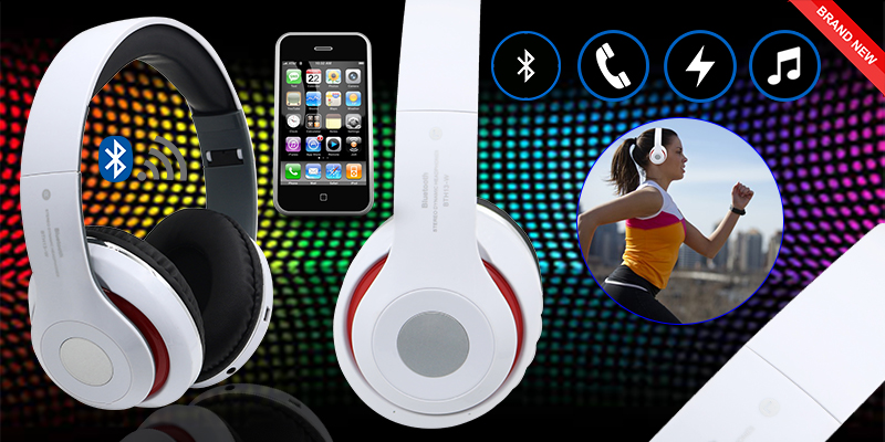 Versatile 3-in-1 Bluetooth Headphones; featuring Bluetooth, TF card playback and an FM radio