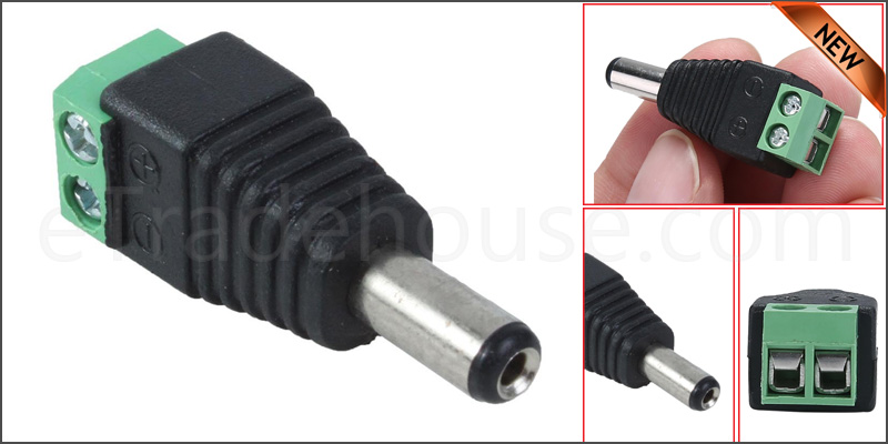 DC Power Male Jack 2.1mm x 5.5mm Connector Cable Plug Adapter for CCTV Camera