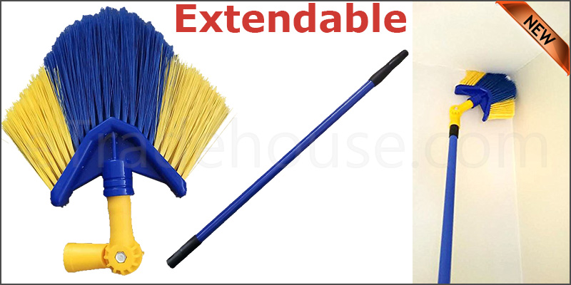 Extendable Cobweb Brush Angled Head Feather Duster Long Reach Telescopic Handle