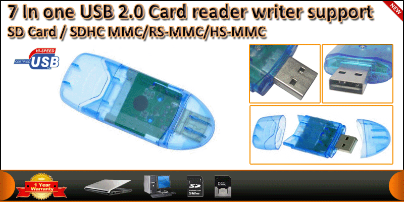 7 In one USB 2.0 Card reader writer support SD Car