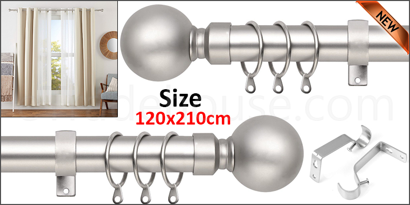120-210cm Extendable Metal Iron Shower Curtain Rail with Brackets & Curtain Rings 