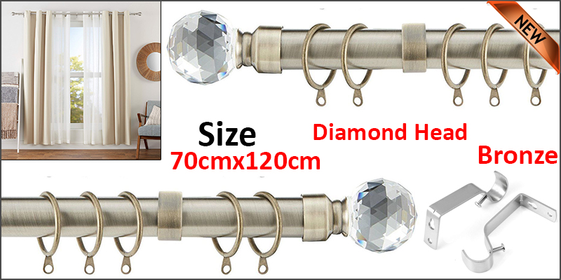 70-120cm Extendable Metal Iron Shower Curtain Rail with Brackets & Curtain Rings 