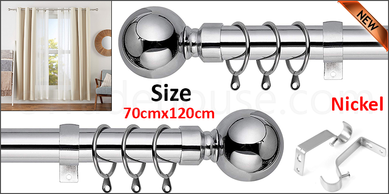 70-120cm Extendable Metal Iron Shower Curtain Rail with Brackets & Curtain Rings 