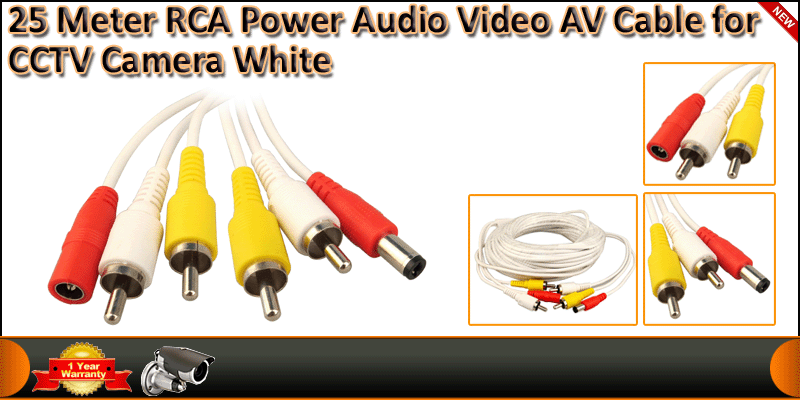 25 Meter RCA Power Audio Video AV Cable for CCTV C