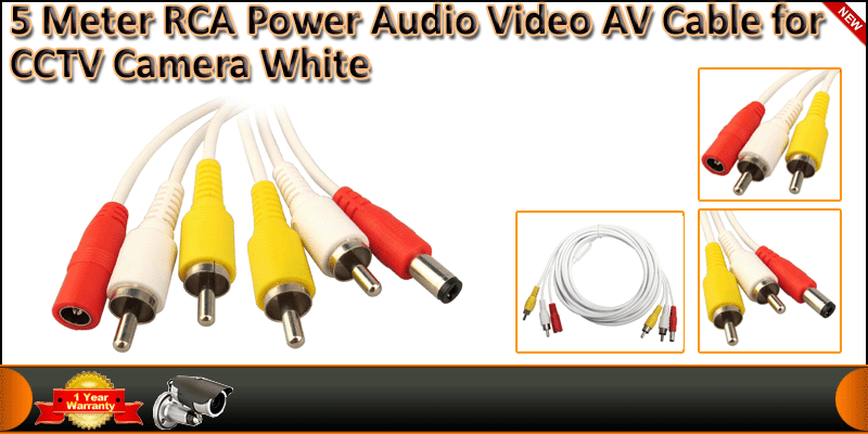 5 Meter RCA Power Audio Video AV Cable for CCTV Ca