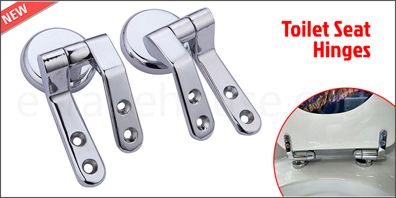 Chrome/Silver Universal Replacement Toilet Seat Hinges with Fittings Set